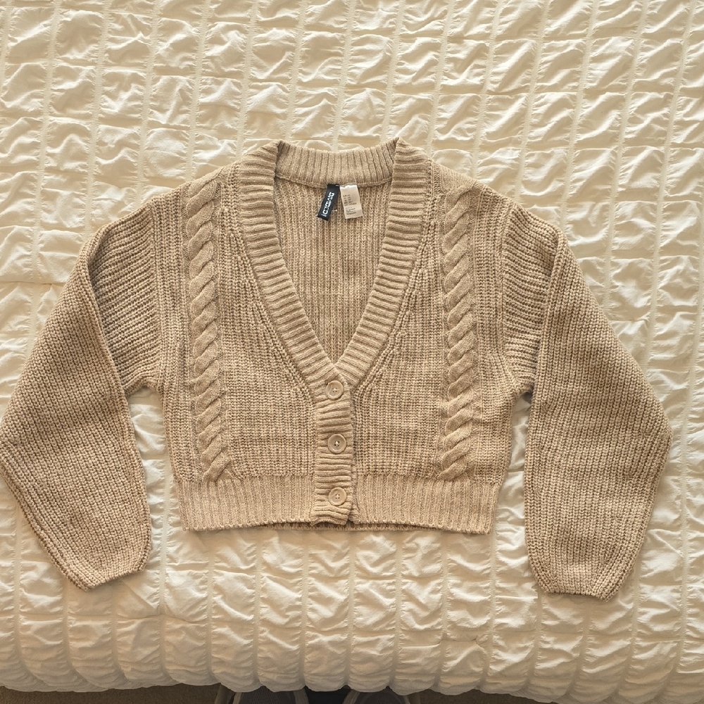 H&M Light Tan Cable Knit Cardigan